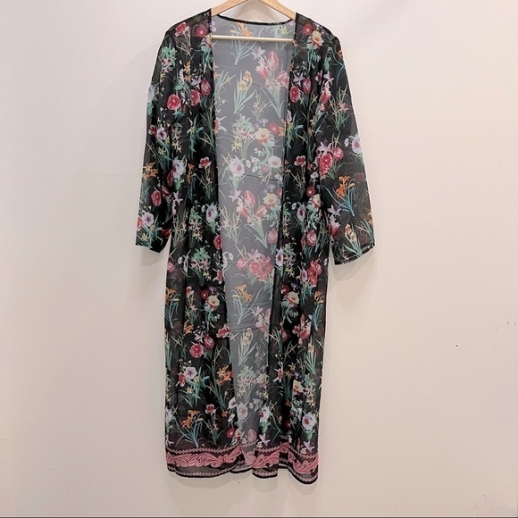 𝅺FLORAL Duster Cover Up - Picture 1 of 8